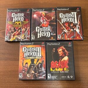 Activision Guitar Hero Bundle PS2 5 Games Aerosmith AC/DC Legends Rock Classic